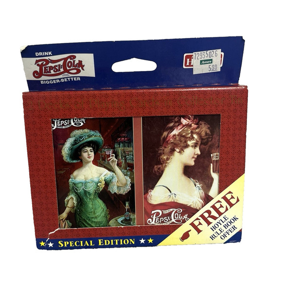 Vintage 1997 Pepsi Cola Hoyle Nostalgic Playing Cards 2 Decks w/ Collector Tin - Picture 1 of 9